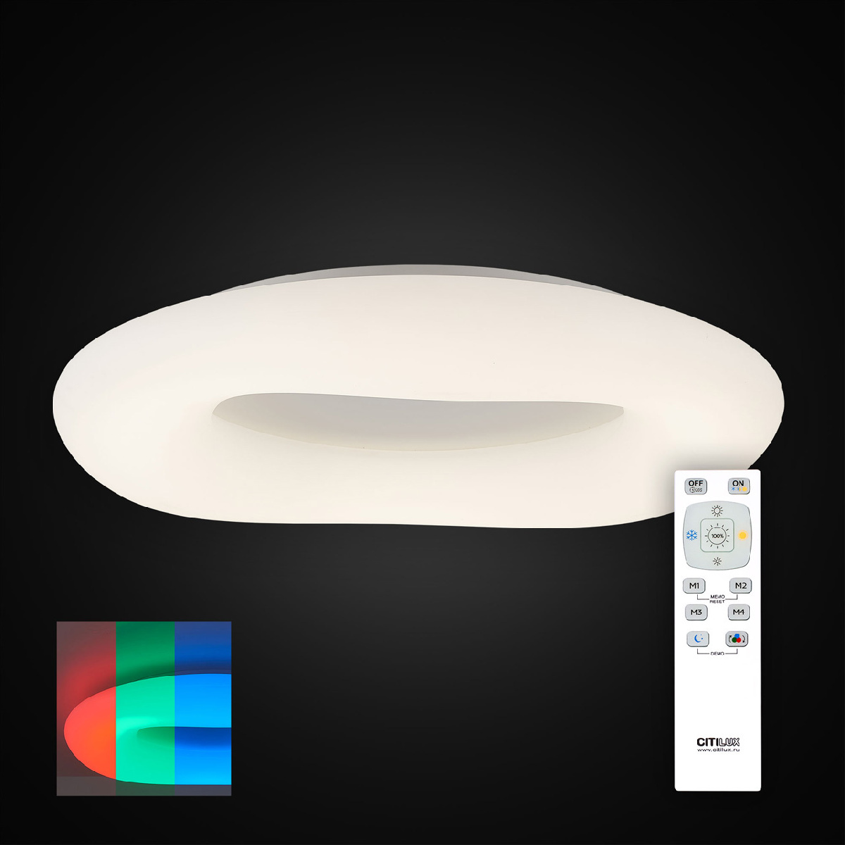 Потолочный светодиодный светильник с RGB подсветкой Citilux Стратус CL732800RGB