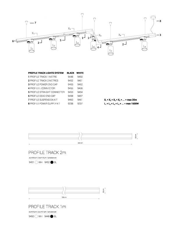 Подвесной комплект для двухфазного шинопровода Nowodvorski Profile 9460