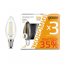 Лампа светодиодная филаментная Gauss Filament Candle 103801105T