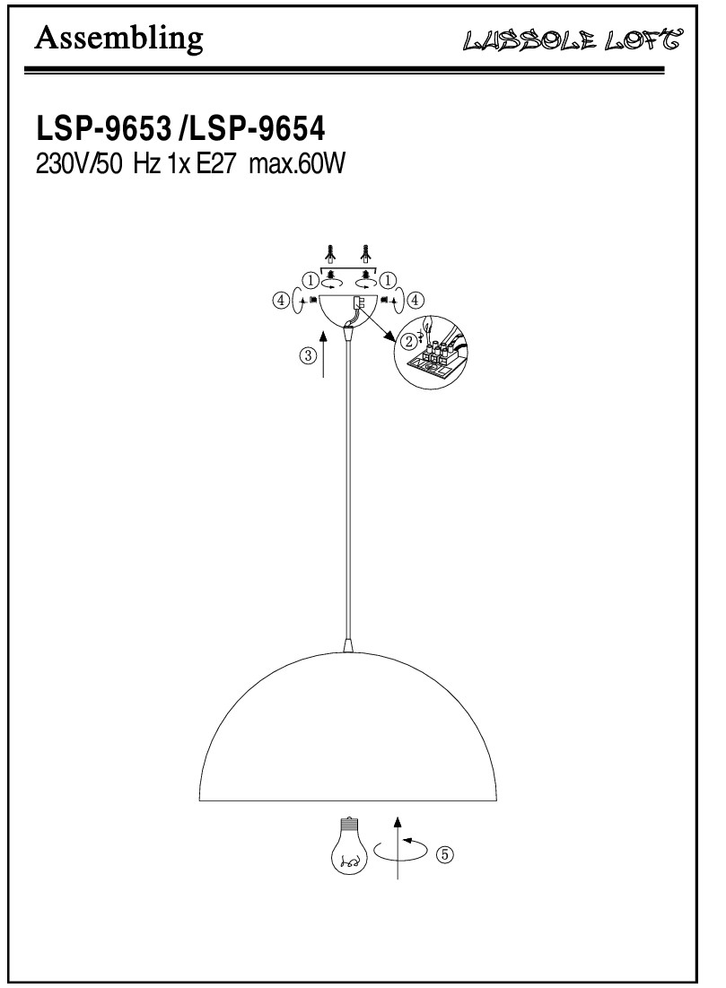 Светильник подвесной Lussole Неаполь LSP-9654