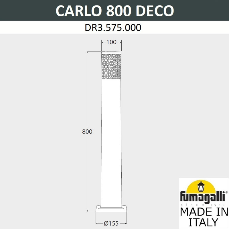 Светильник уличный наземный Fumagalli CARLO DECO DR3.575.000.AXU1L