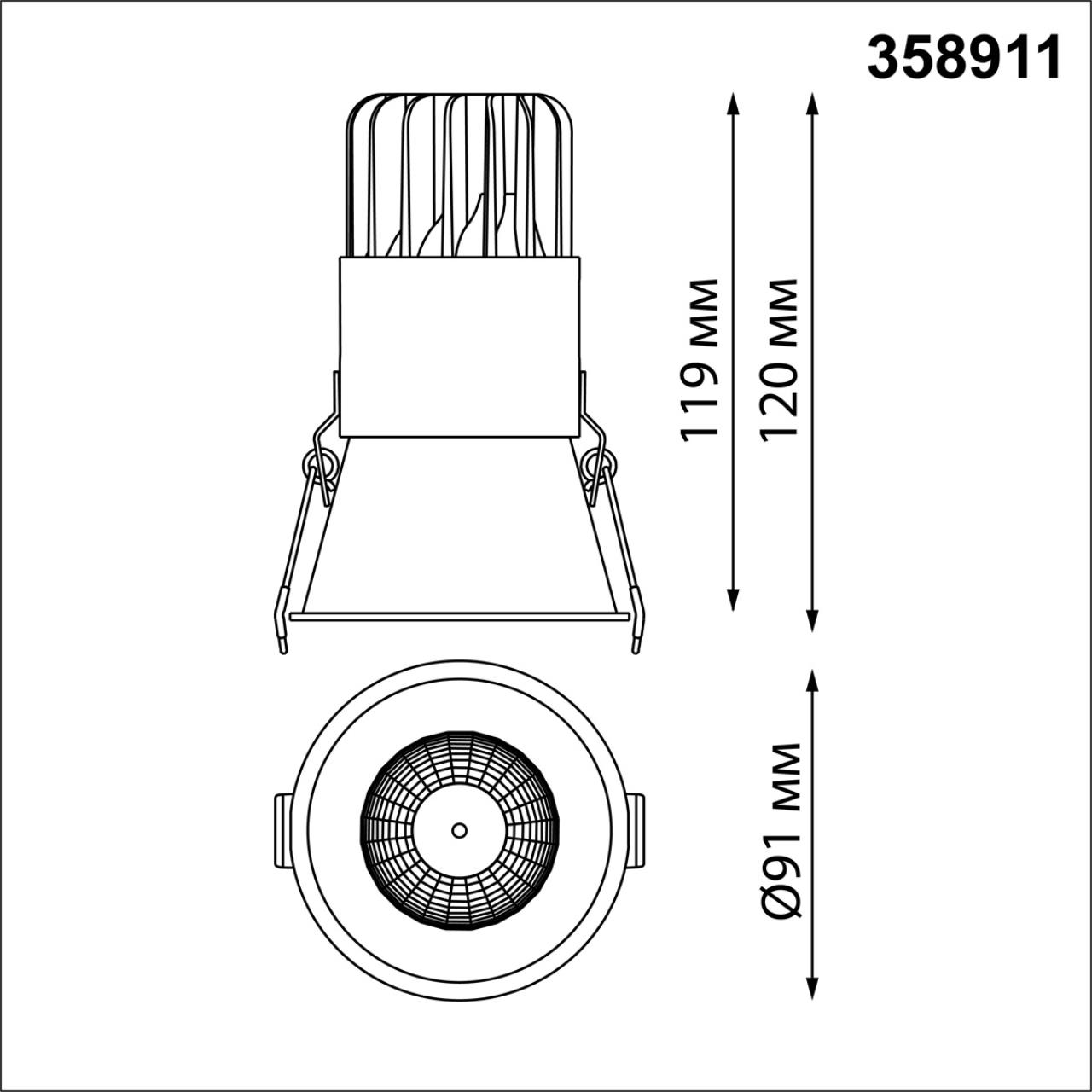 Встраиваемый светодиодный светильник с переключателем цветовой температуры Novotech LANG 358911