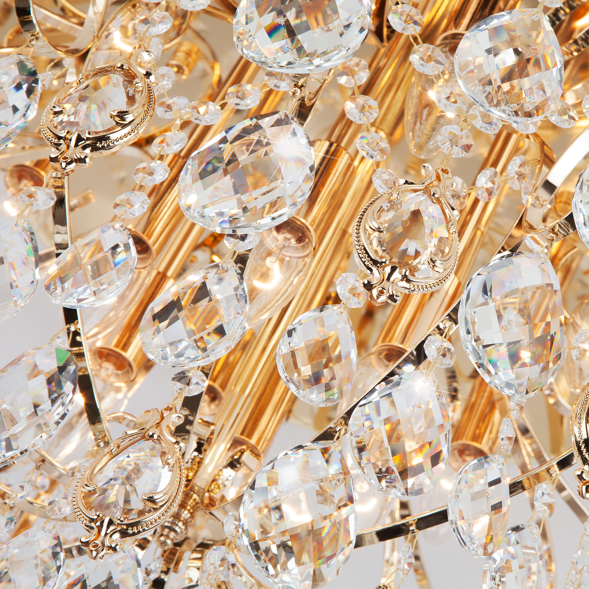 Люстра потолочная хрустальная Eurosvet Crystal 10081/12 золото / прозрачный хрусталь