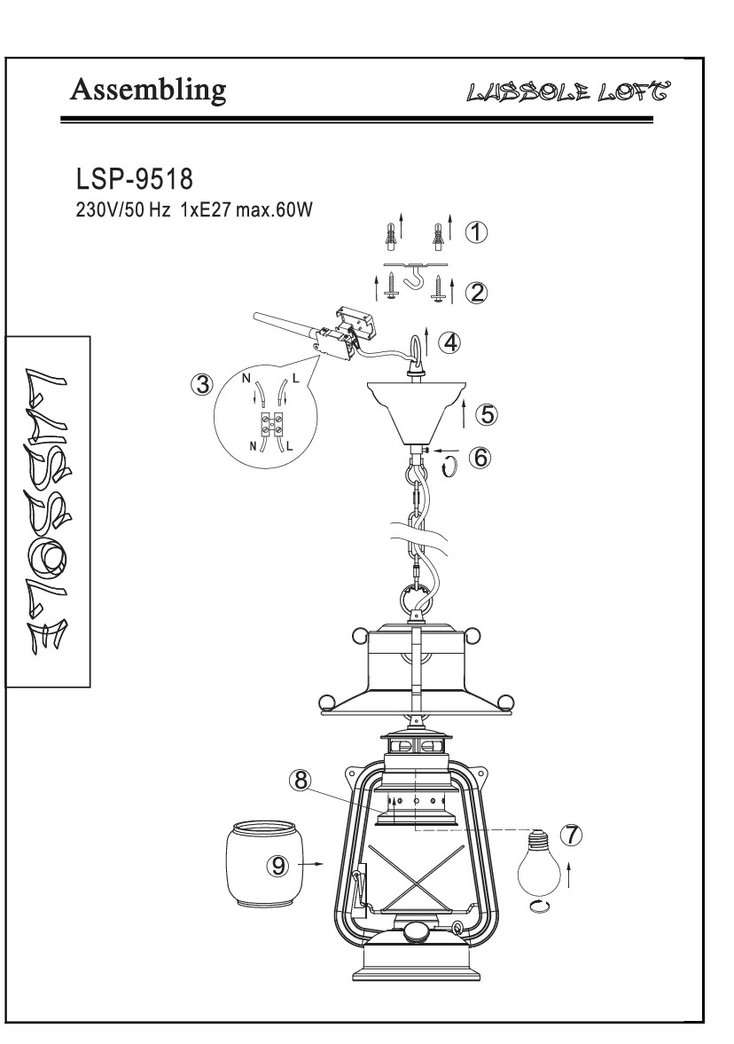 Светильник подвесной Lussole LSP-9518