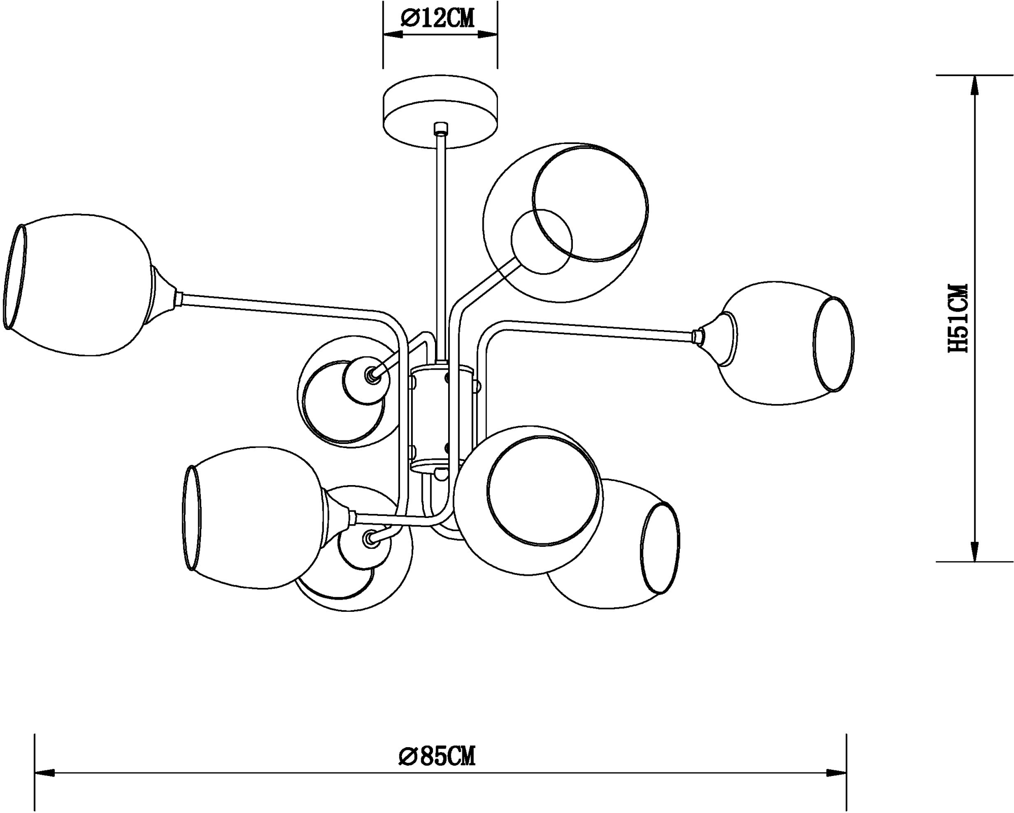 Люстра потолочная Arte Lamp SKAT A3564PL-8BK