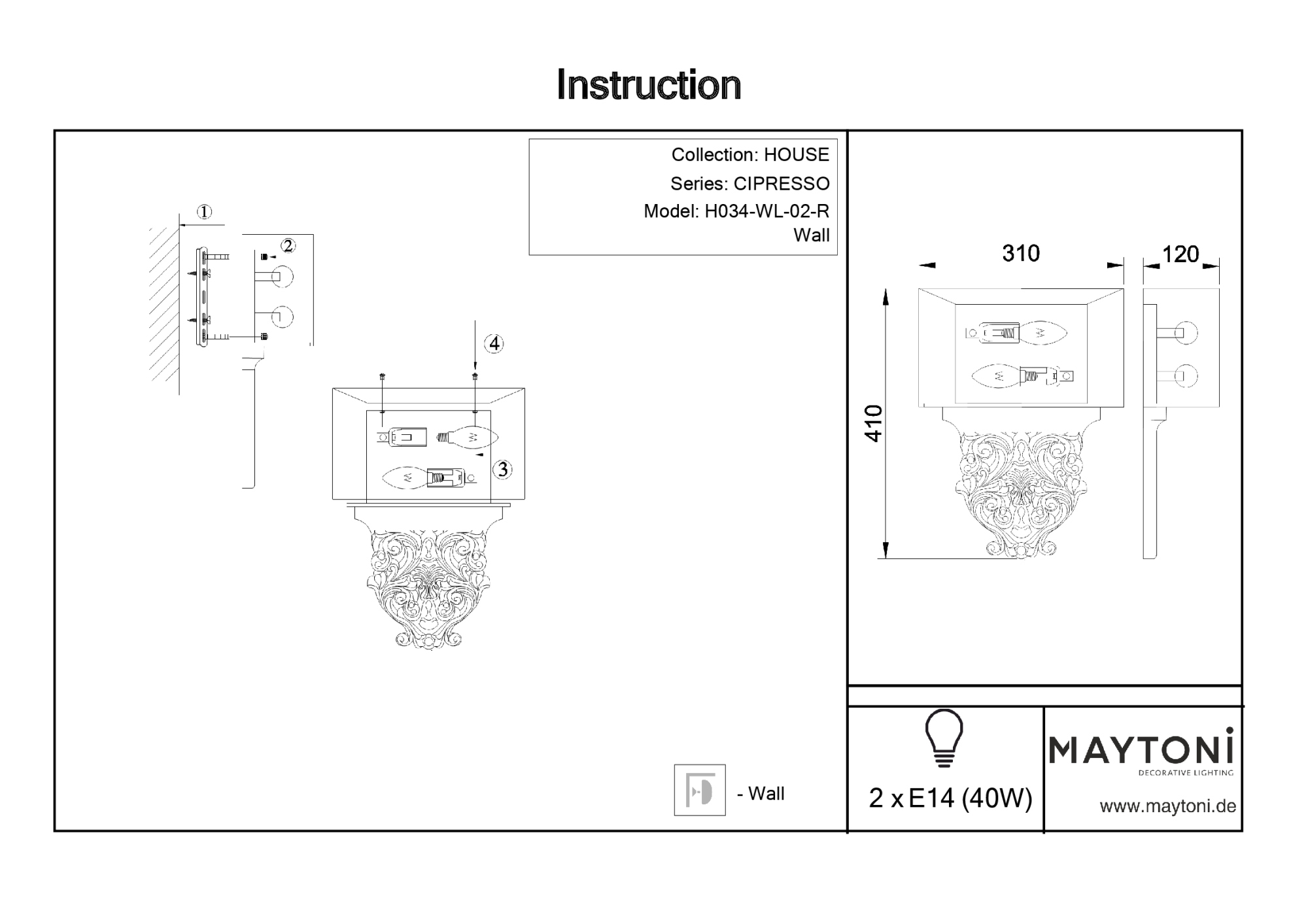 Бра Maytoni Cipresso H034-WL-02-R