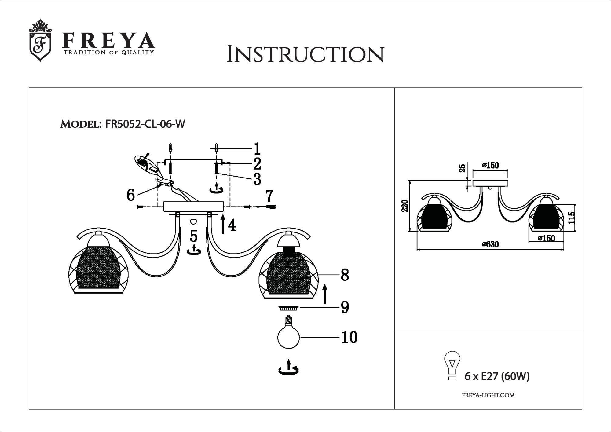 Люстра потолочная Freya NIKKI FR5052-CL-06-W