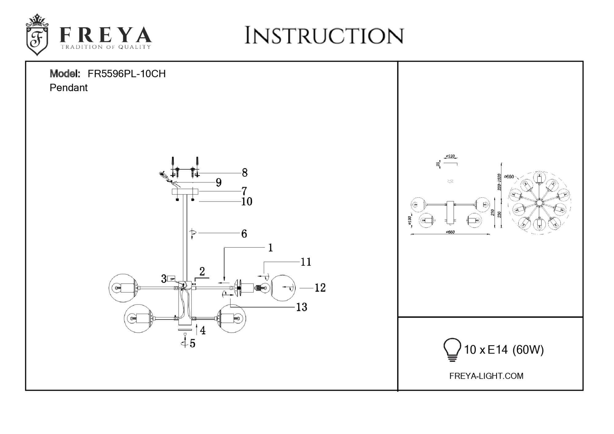 Люстра потолочная Freya Richard FR5596PL-10CH