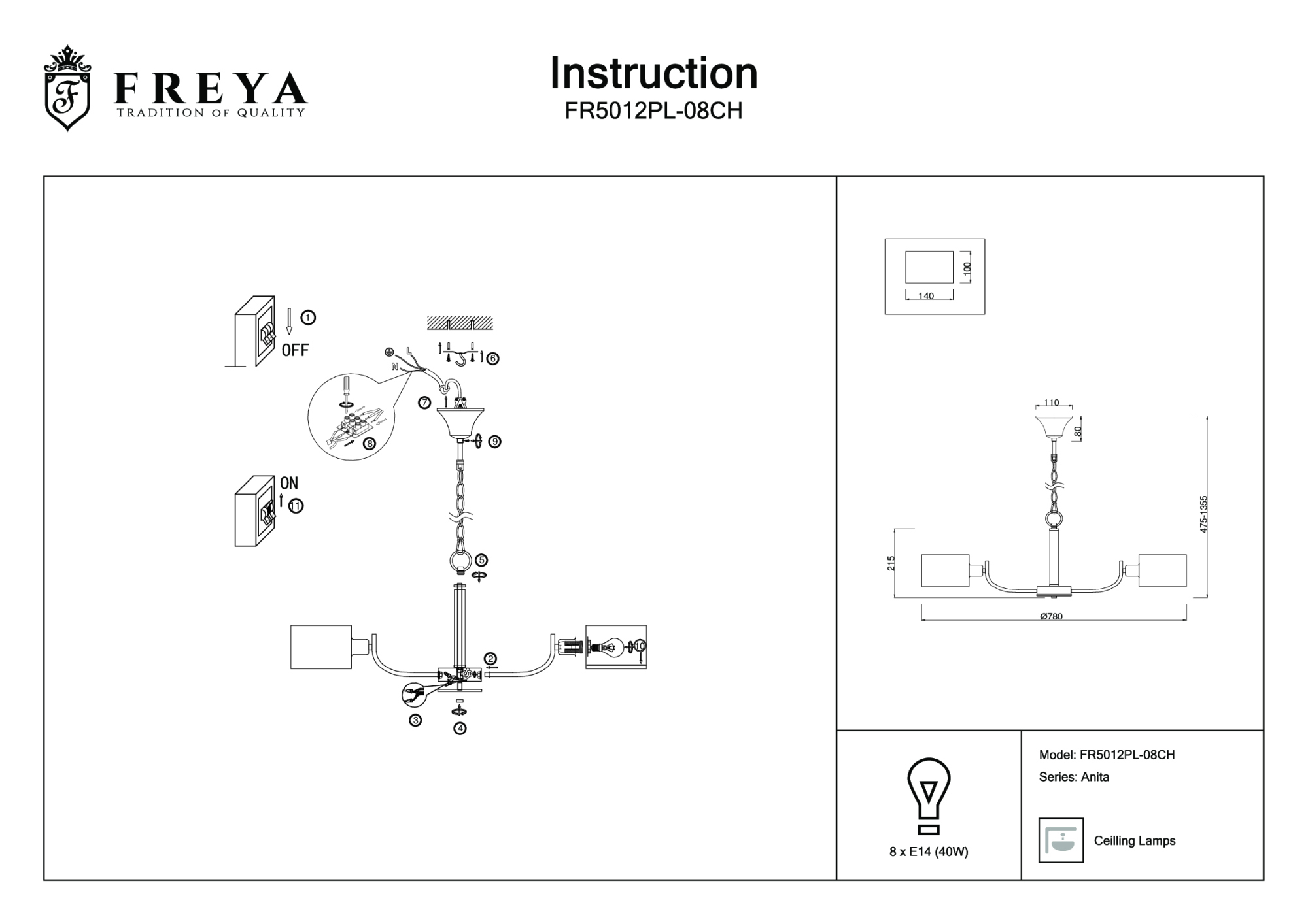 Люстра подвесная Freya Anita FR5012PL-08CH