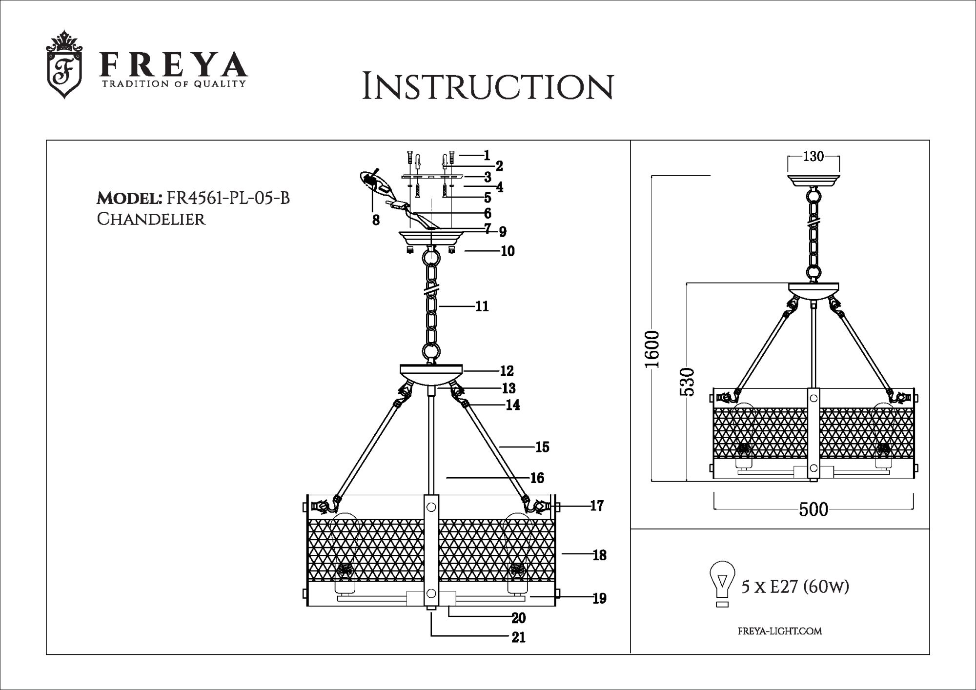 Люстра подвесная Freya VITTORIA FR4561-PL-05-B