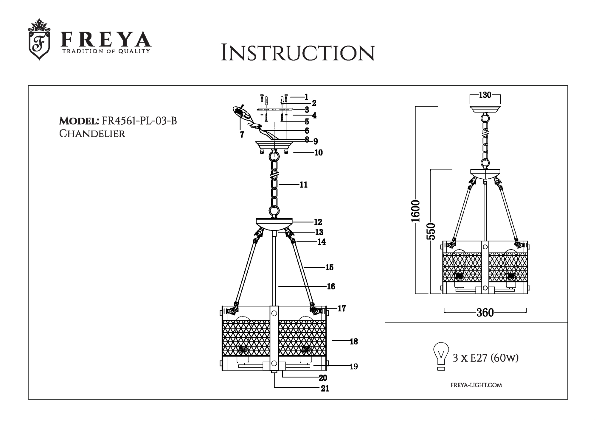 Светильник подвесной Freya VITTORIA FR4561-PL-03-B