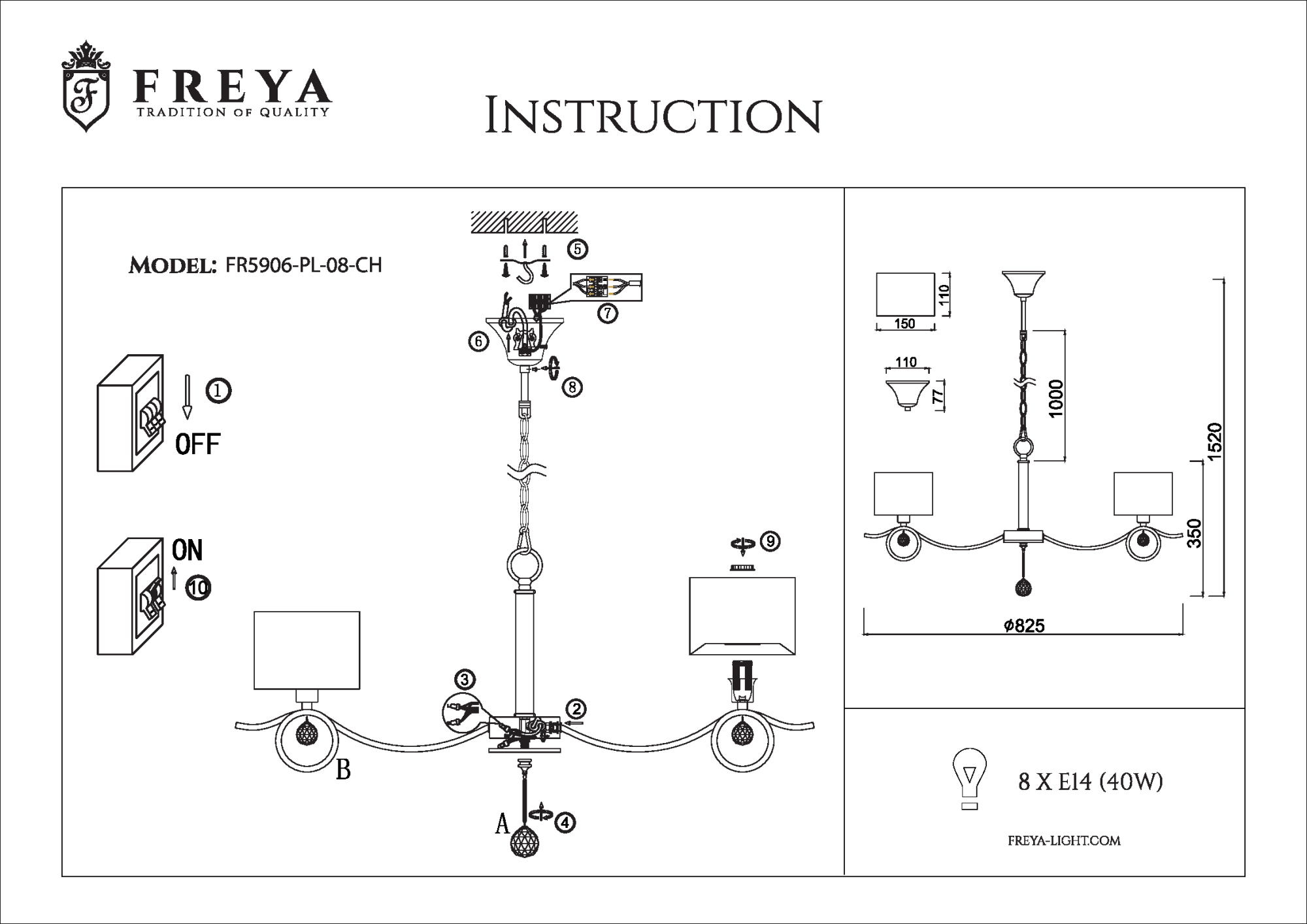 Люстра подвесная Freya BERTRAND FR5906-PL-08-CH