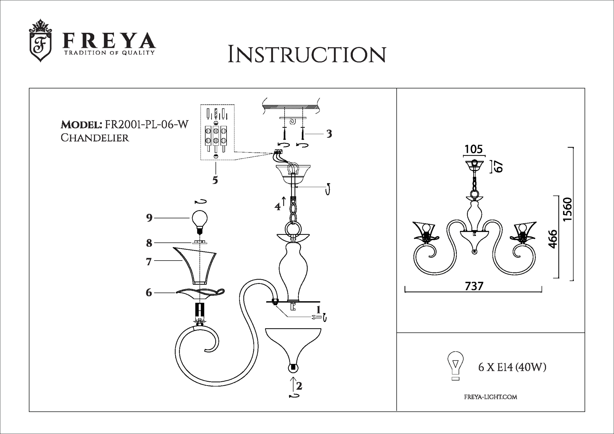 Люстра подвесная Freya Fabre FR2001-PL-06-W