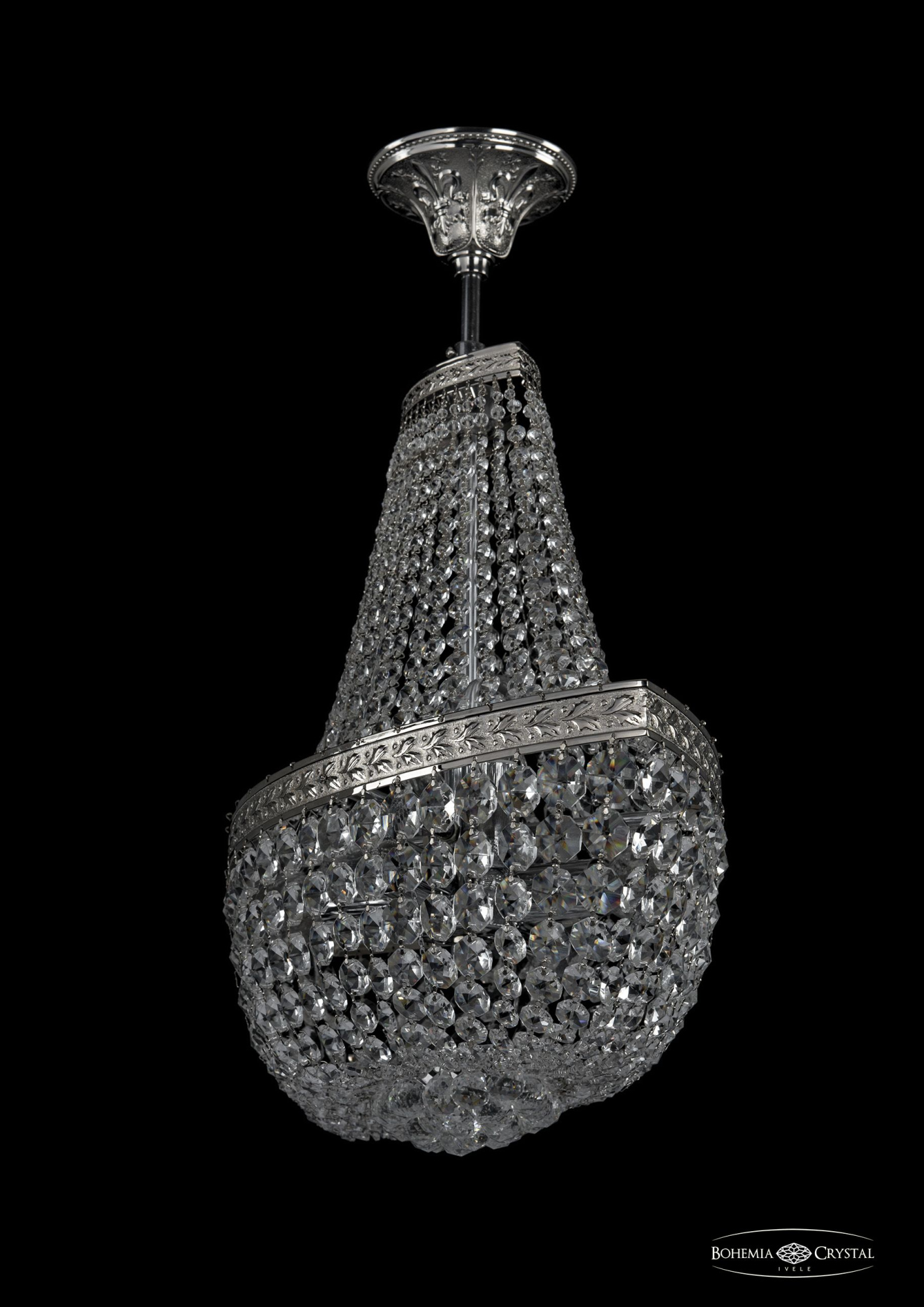 Люстра потолочная хрустальная Bohemia Crystal 19283/H1/55IV Ni