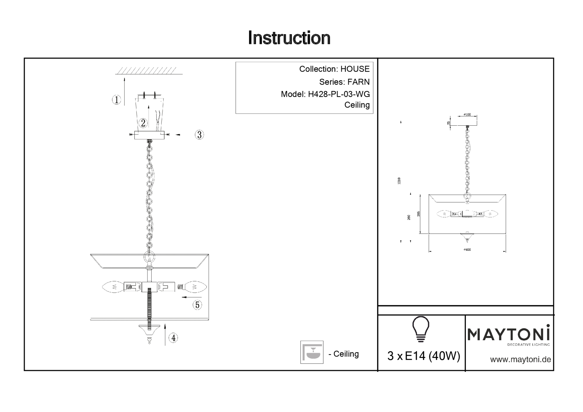 Подвесная люстра Maytoni FARN H428-PL-03-WG