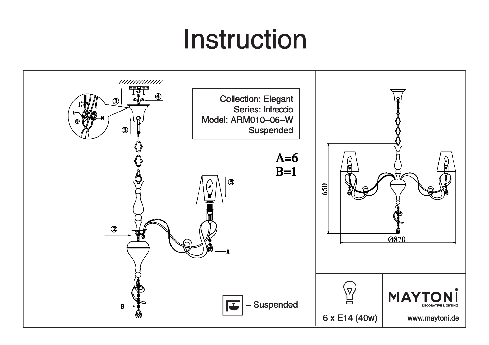 Подвесная люстра Maytoni Intreccio ARM010-06-W