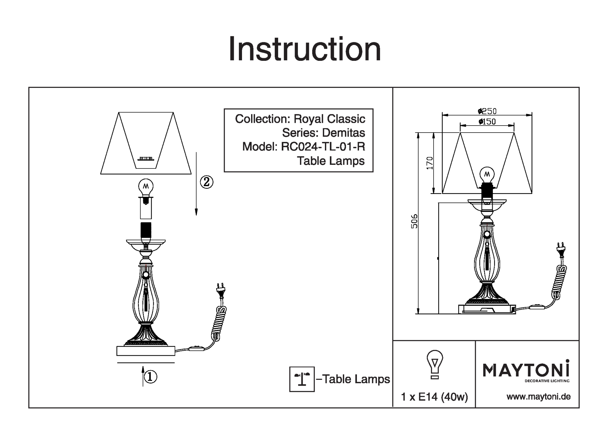 Настольная лампа Maytoni Demitas RC024-TL-01-R