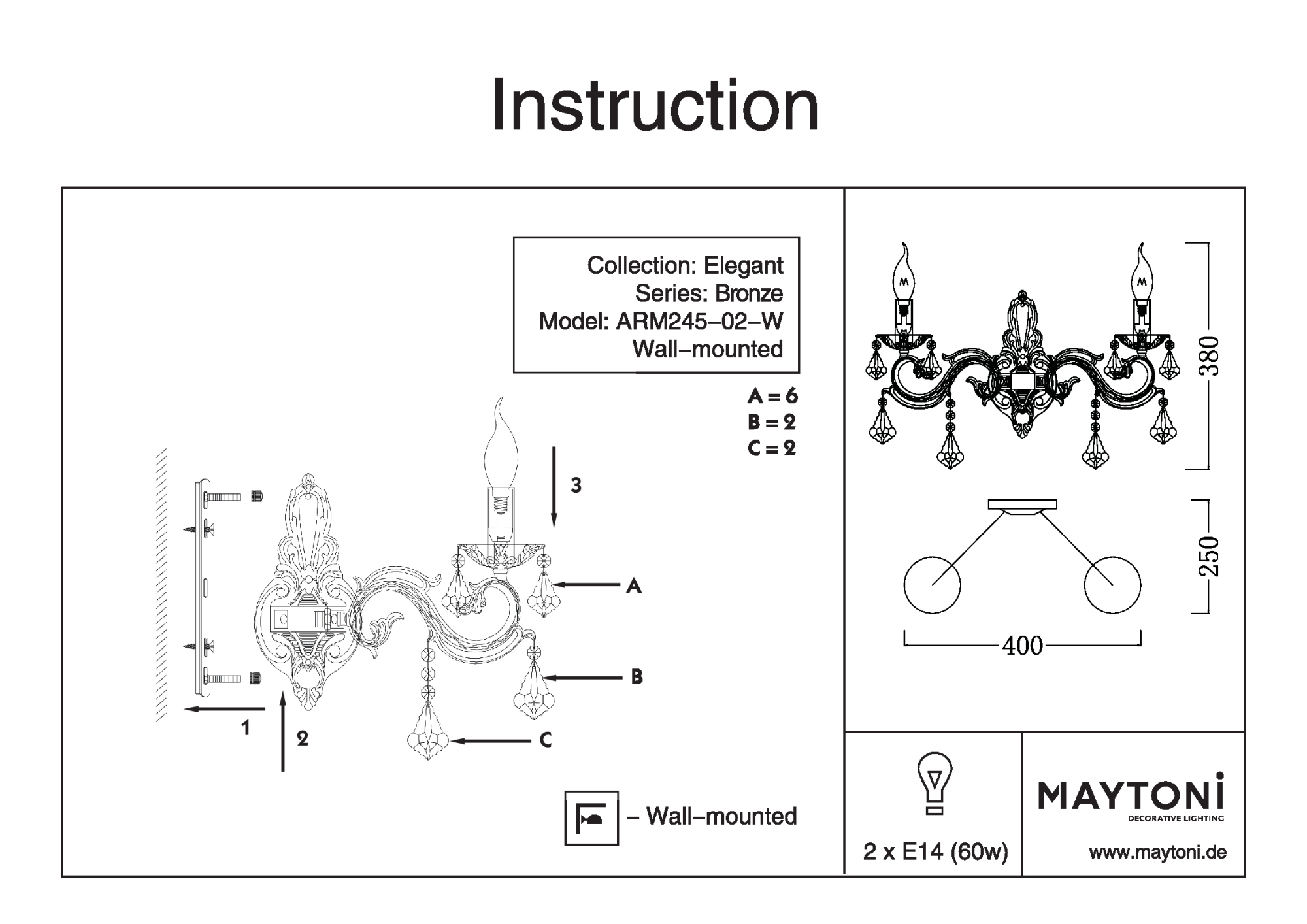 Бра Maytoni Bronze-4 ARM245-02-W