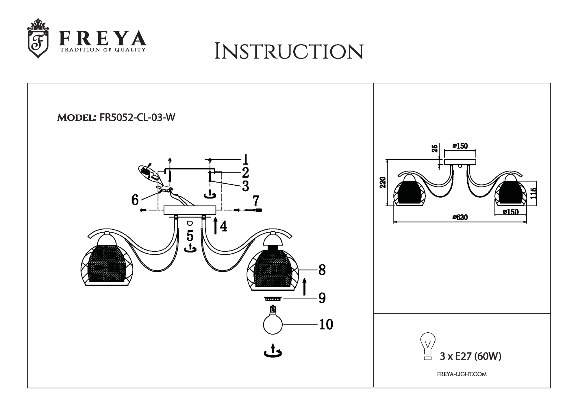 Люстра потолочная Freya NIKKI FR5052-CL-03-W