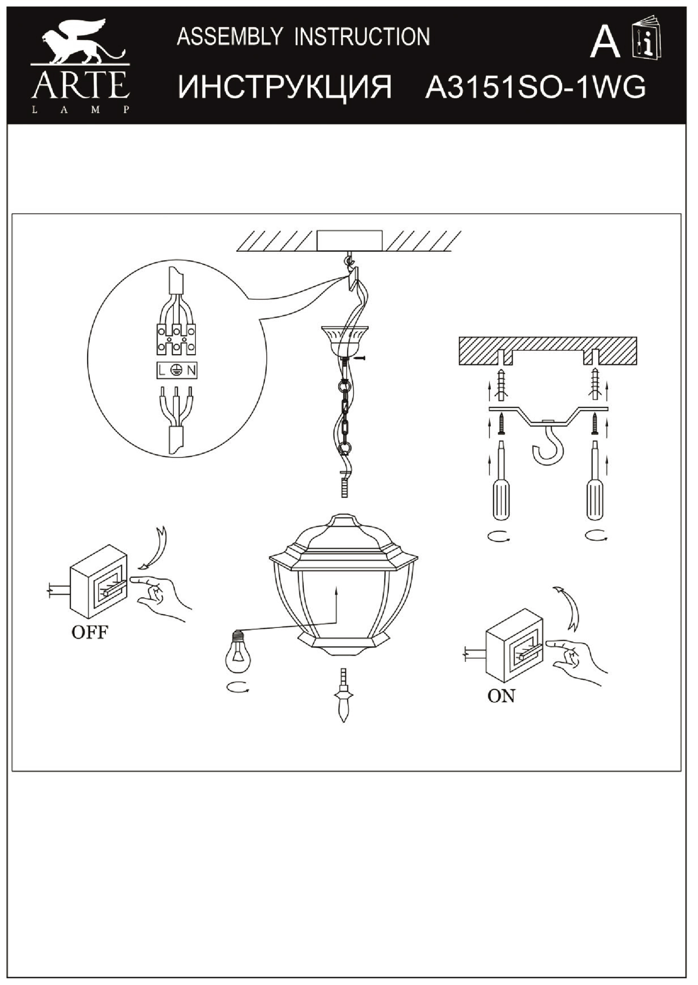 Светильник уличный подвесной Arte Lamp PEGASUS A3151SO-1WG