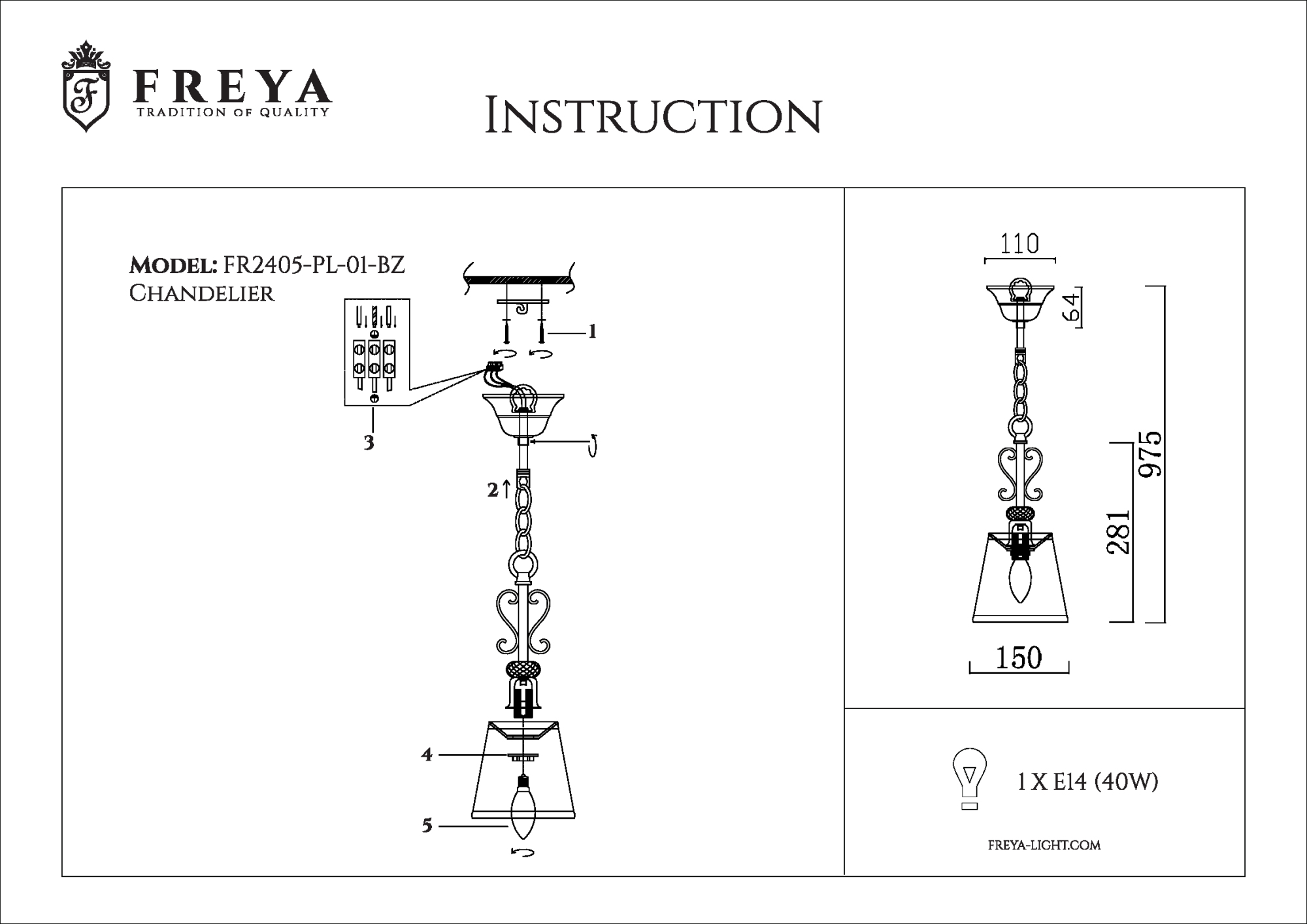 Светильник подвесной Freya Driana FR2405-PL-01-BZ