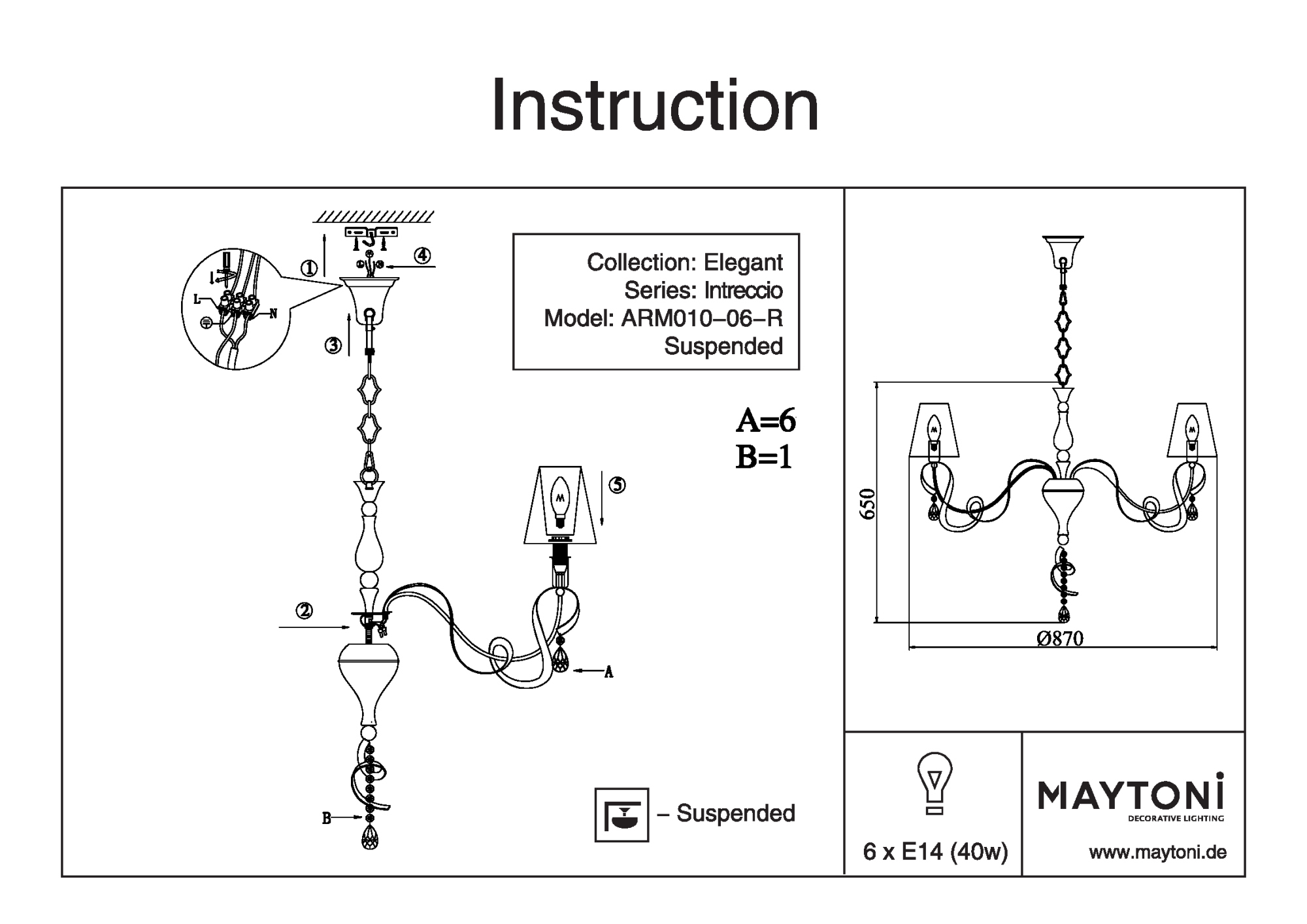 Подвесная люстра Maytoni Intreccio ARM010-06-R