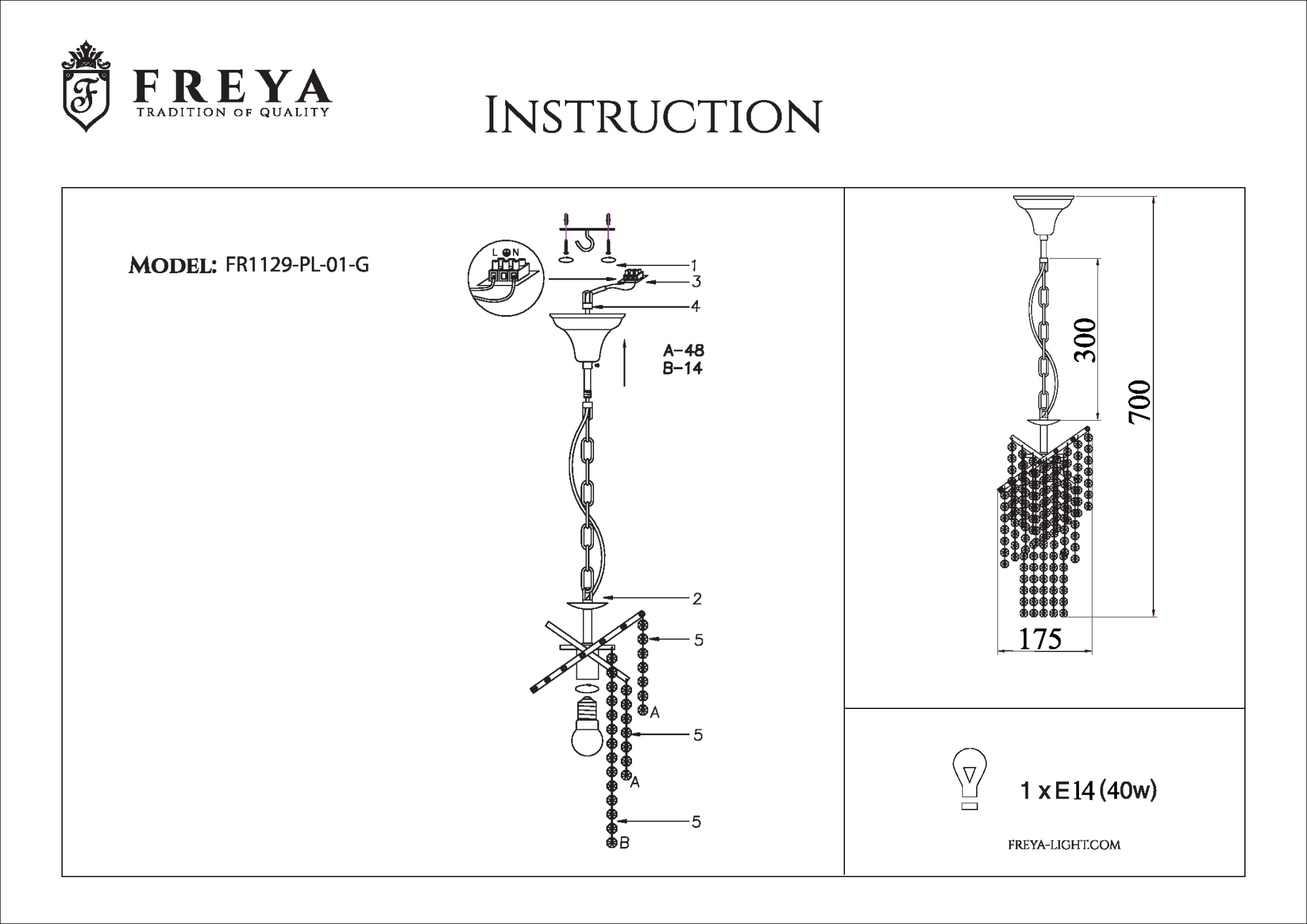 Светильник подвесной хрустальный Freya Picolla FR1129-PL-01-G