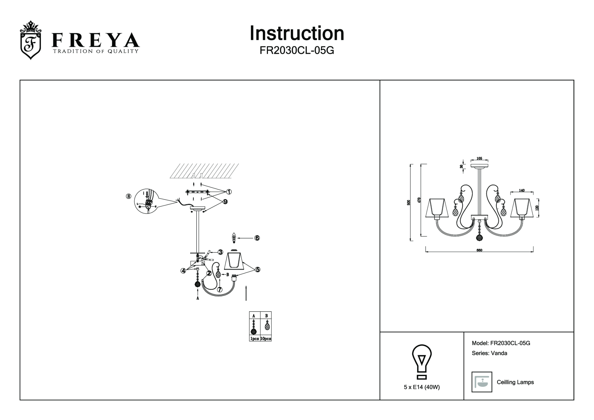 Люстра потолочная Freya Vanda FR2030CL-05G