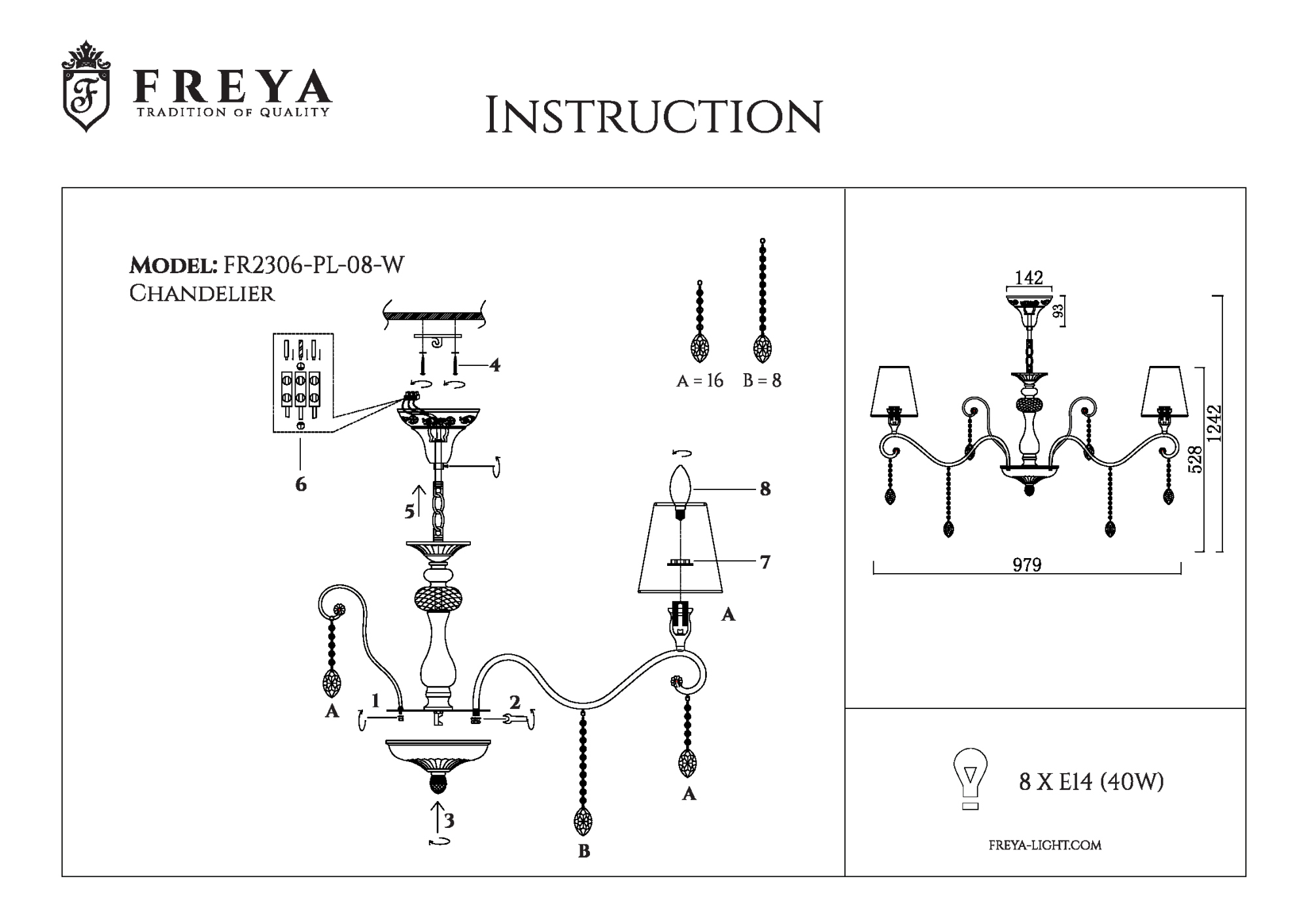 Подвесная люстра Freya Adelaide FR2306-PL-08-W