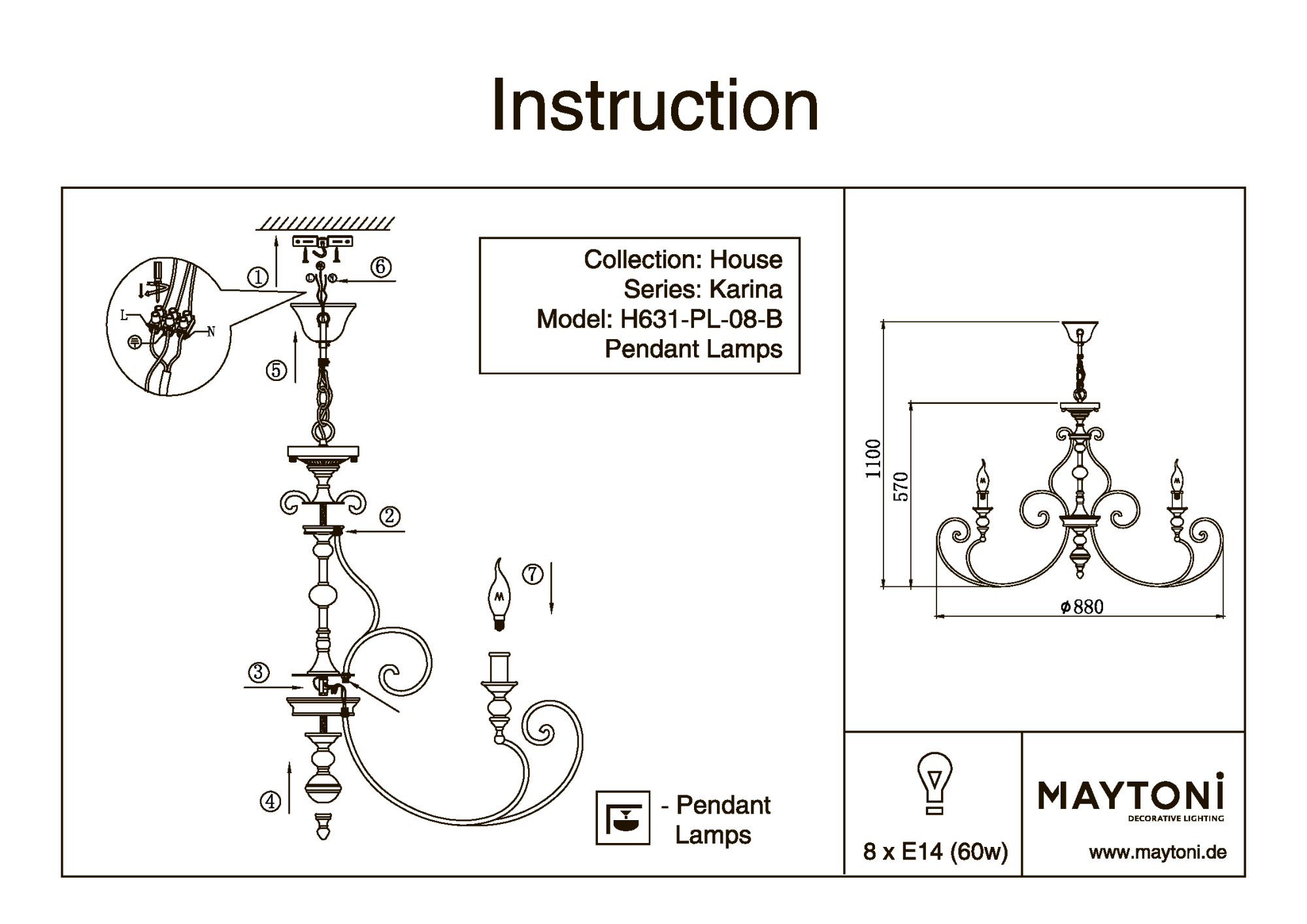 Подвесная люстра Maytoni Karina H631-PL-08-B