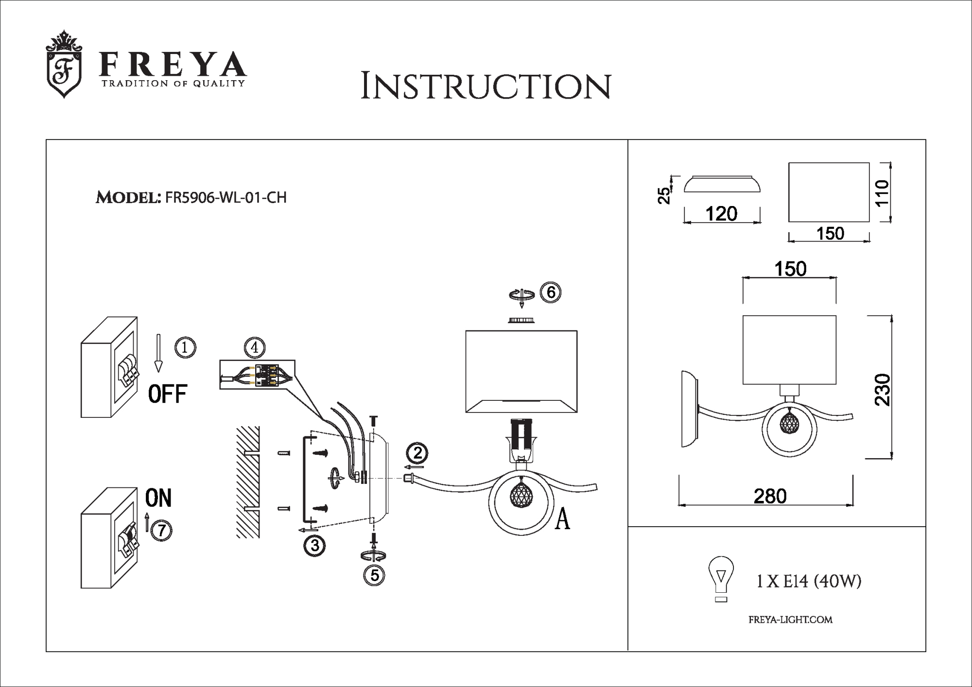 Бра Freya BERTRAND FR5906-WL-01-CH